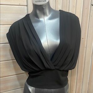 FAVLUX Black Sleeveless Wrap Blouse